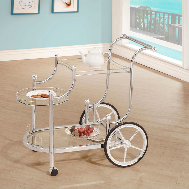 Chariot de service à 3 niveaux avec roulettes Reia Chrome