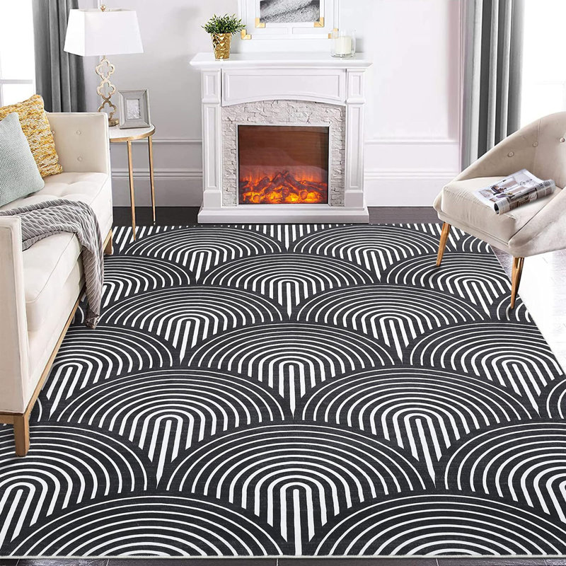 Tapis moderne lavable 8 x 10 pour salon