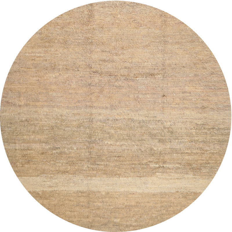 Tapis beige contemporain, Rond 5 pi