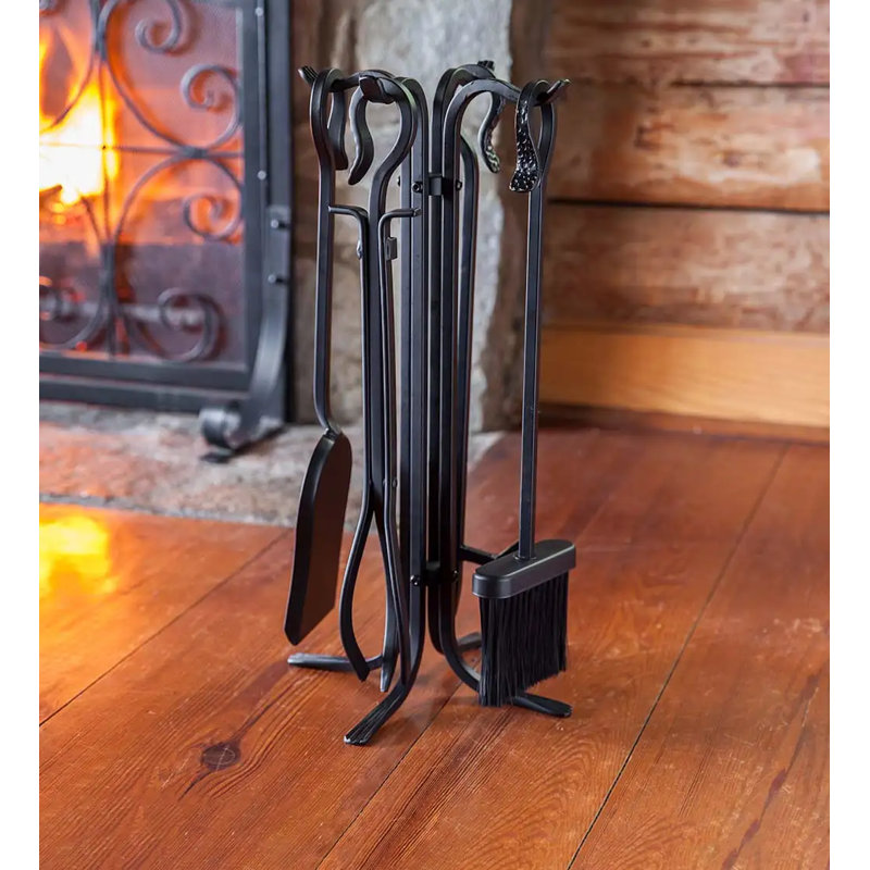 Piece Iron Fireplace Tool Set Tool Stand