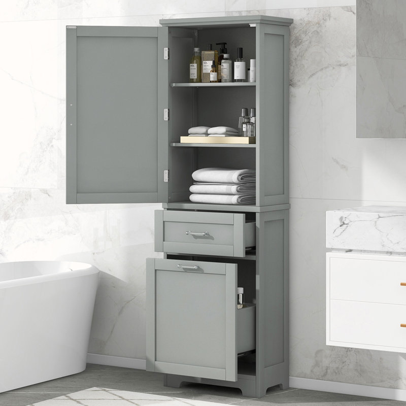 Tall Bathroom Storage Cabinet, Gray