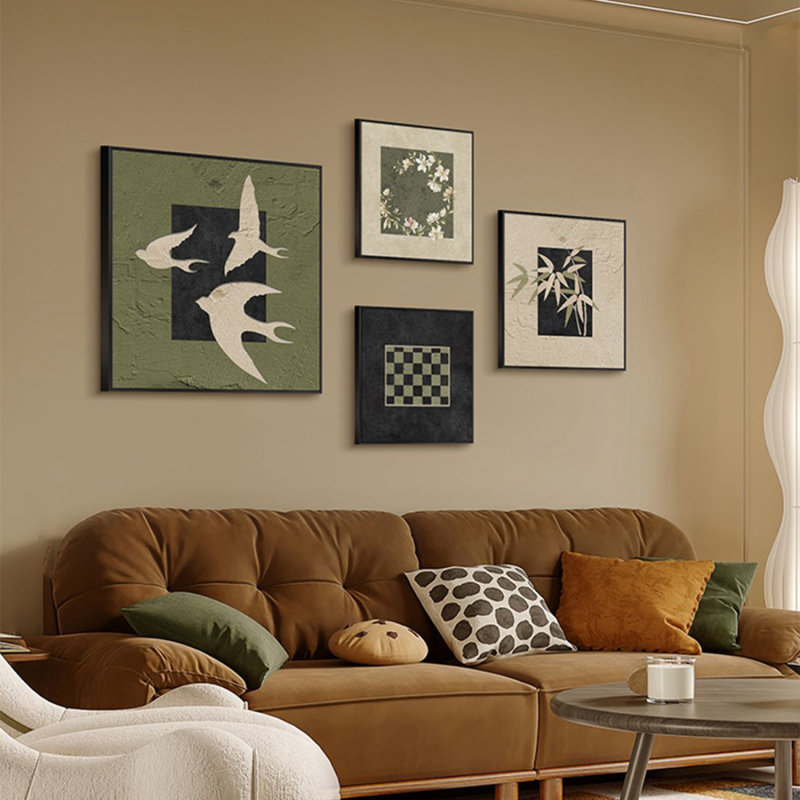 Ensemble d'art mural traditionnel carré 4 pièces, H 39,37 po x l 74,8 po