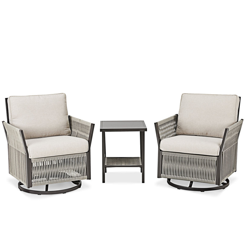 Ensemble de mobilier d'extérieur pivotant en osier, Beige