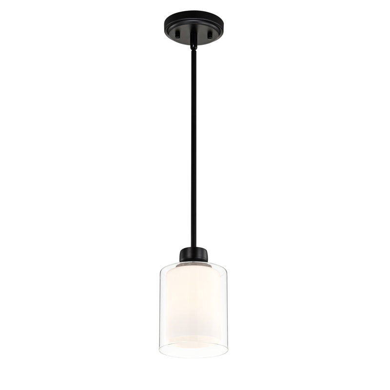 Bomke 5.5" W Dimmable Metal Single Cylinder Pendant, Matte Black