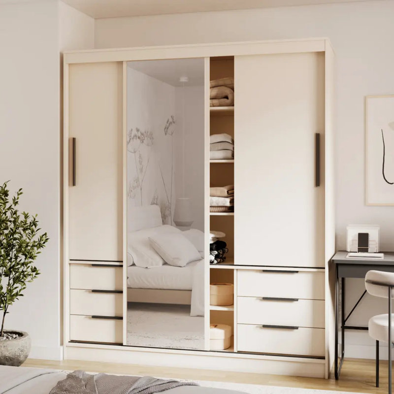 Manufactured Wood Wardrobe, Beige
