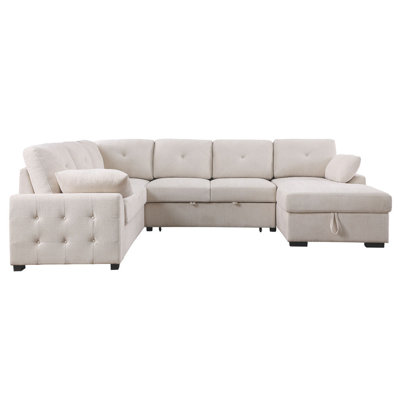 Canapé d'angle multi-fonctionnel en forme de L avec rangement et lit convertible