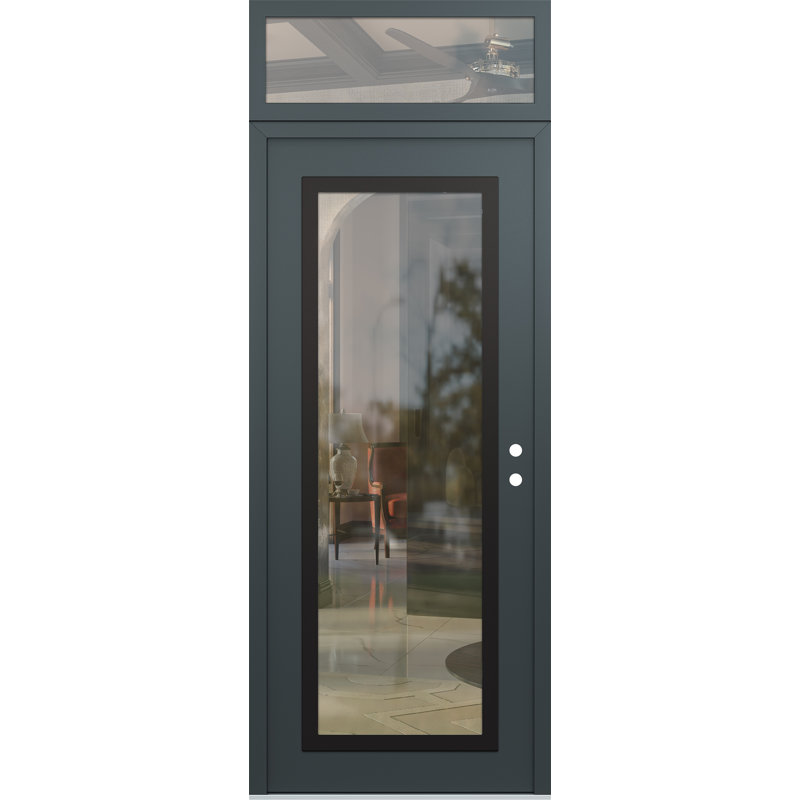 Porte d'entrée avant h1 panneau en acier noir anthracite / anthracite avec traverse, Gauche, Clair