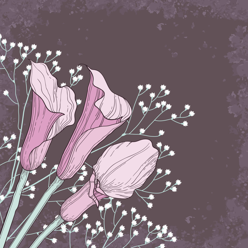 Golub Elegant Floral Background With Calla Flowers by Snusmumr - Wrapped Canvas Graphic Art, 76cm H x 76cm W x 3.8cm D