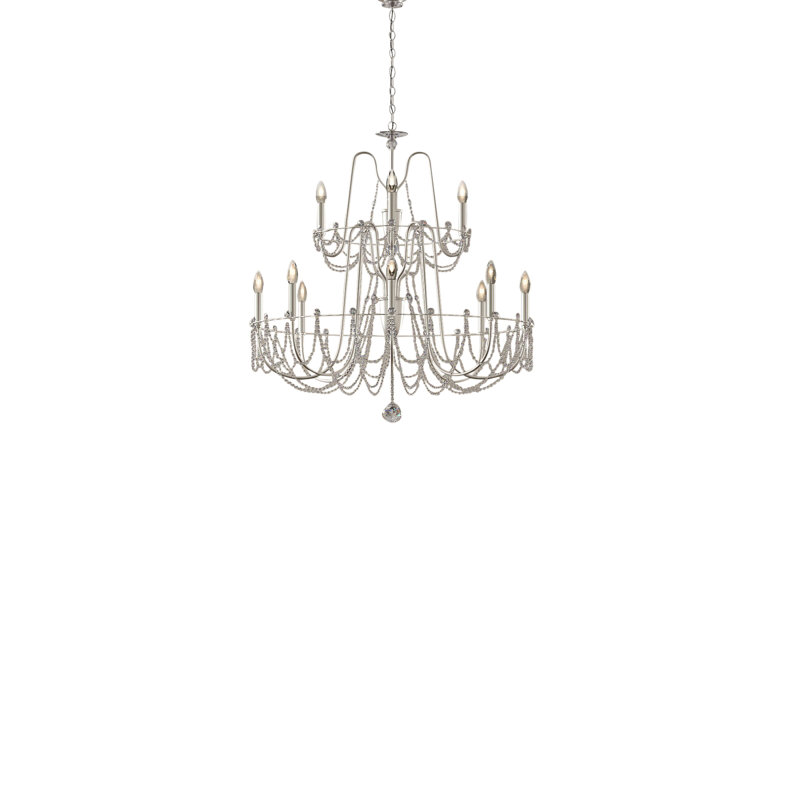 Esmery 12 - Light Chandelier, White, Clear Heritage Crystal