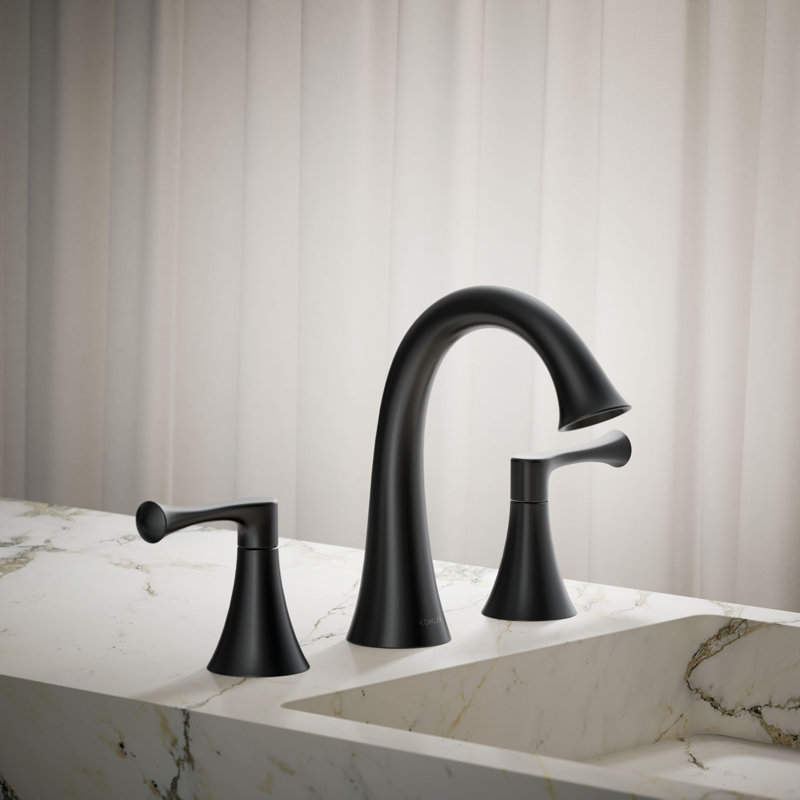 Buckley Widespread Bathroom Sink Faucet, 1.2 Gpm, Matte Black, 1.2 GPM