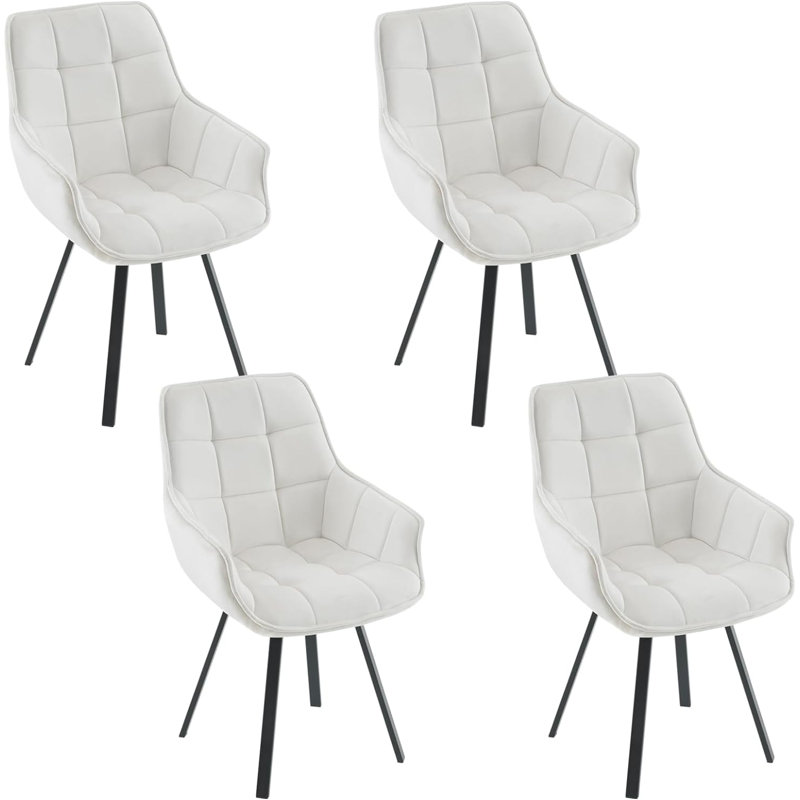 Beselare 48.5 cm H Velvet Armchair, 4, Cream