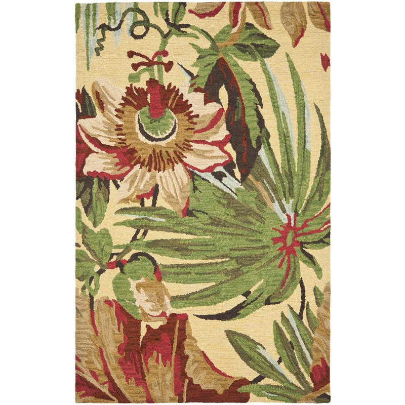 Tapis floral en laine touffeté à la main Arber Jardin, Rectangle 8 pi x 10 pi
