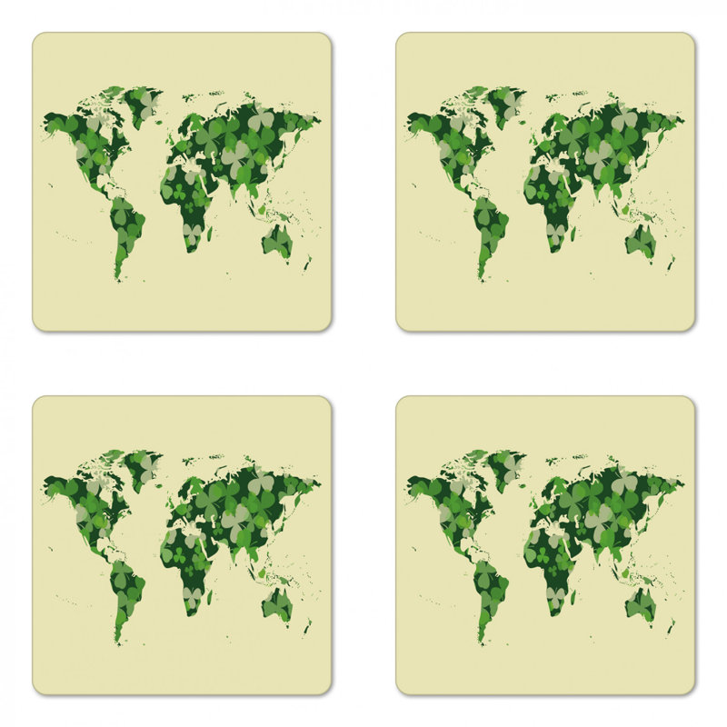 Fiche sous-verre floral world map