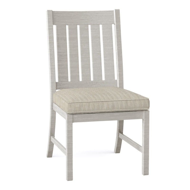 Club Patio Dining Side Chair with Cushions, Welt, Oyster, Herringbone Sand