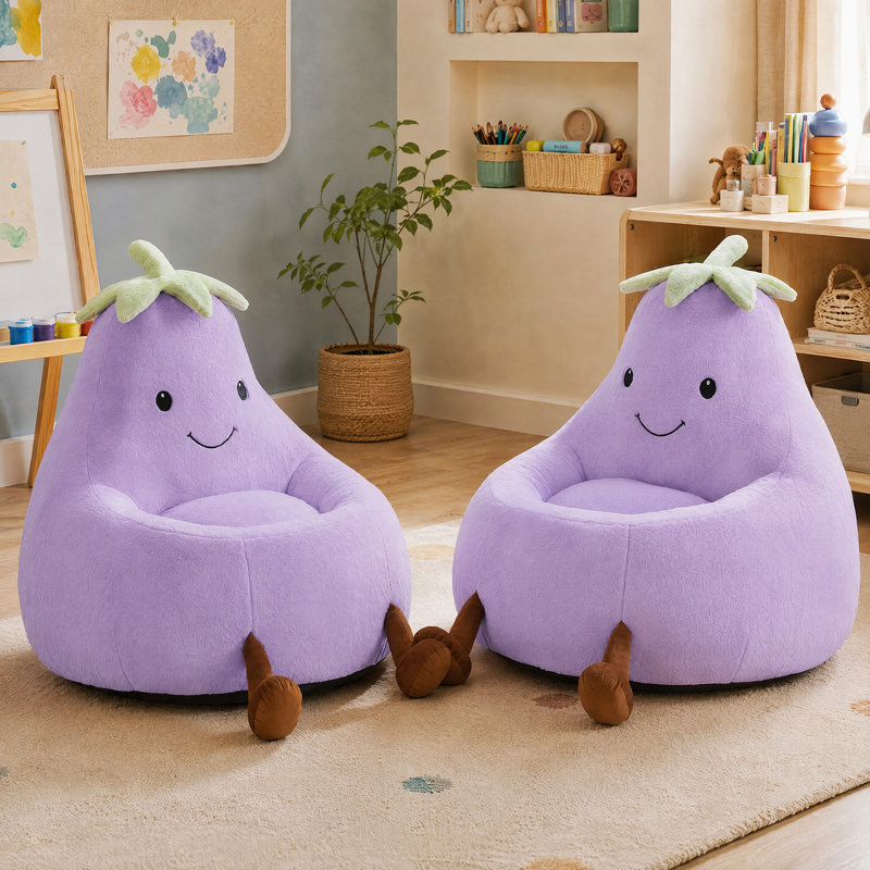 Fauteuil à billes avec aubergine Kannon, H 21,65 po x l 24,4 po x P 23,62 po, Mauve