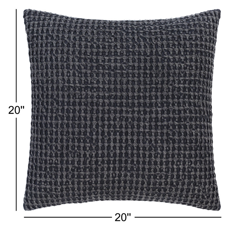 Coussin en coton Kappa, 20 po X 20 po, Noir, Pas de bourre