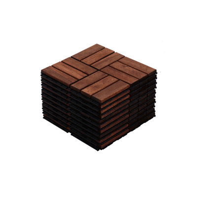 Carreaux de terrasse en bois d'acacia à motif de carreaux imbriqués, plancher de bois franc d'acacia brun carré 10 pi x 12 po pour terrasse, banc, côté piscine