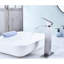 Robinet de lavabo de salle de bain - modèle à bec cascade, acier inoxydable, poignée simple, bonde escamotable, robinet en acier au fini nickel brossé
