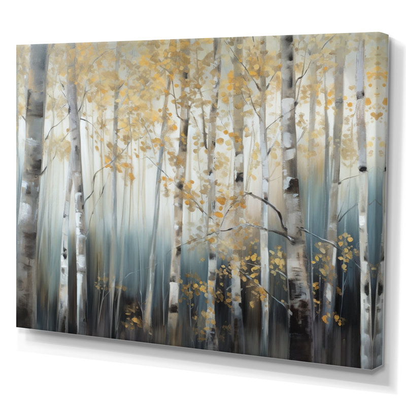 Ruwen Birch Tree Dense Forest V - reproduction d'art sur toile encadrée, H 34 po x l 44 po x P 1,5 po, Toile tendue