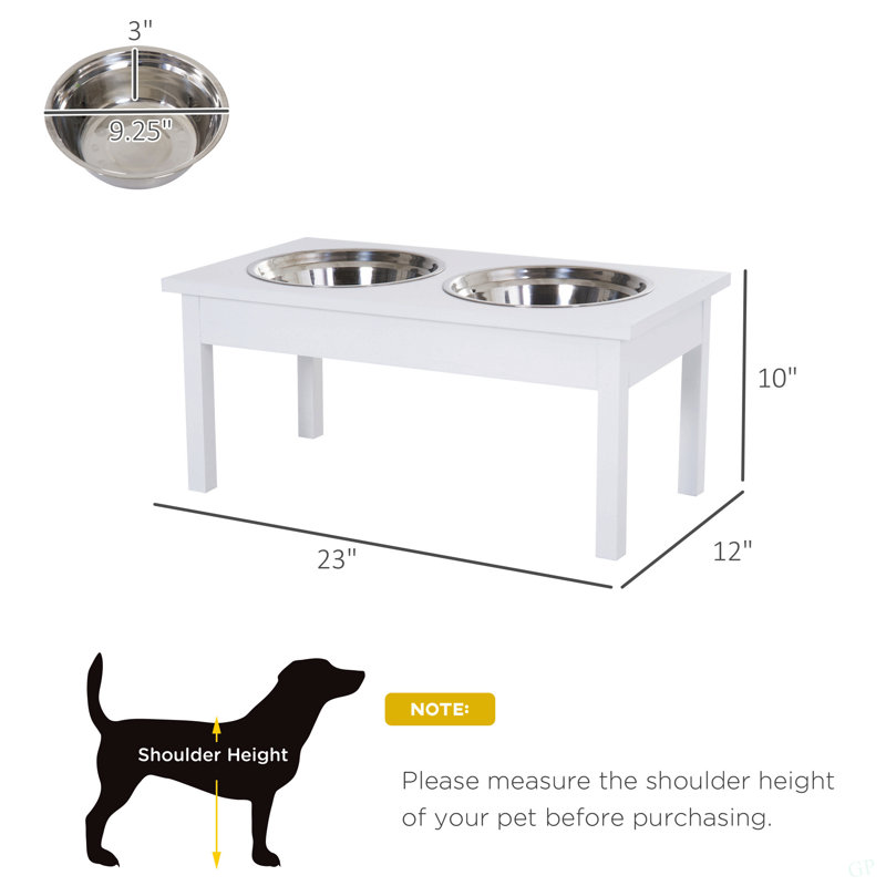 Support pour animal de compagnie, bols en bois pour nourriture pour chiens, Blanc