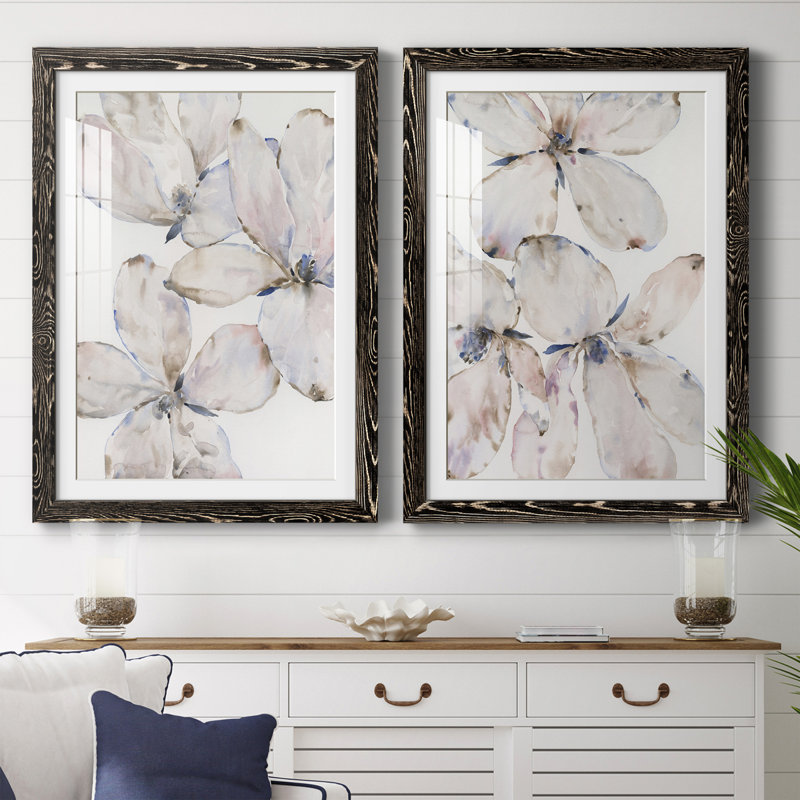 Soft Wind Flowers I - ensemble de 2 reproductions de cadres photo, H 43,5 po x l 17 po x P 1 po, Cadre noir