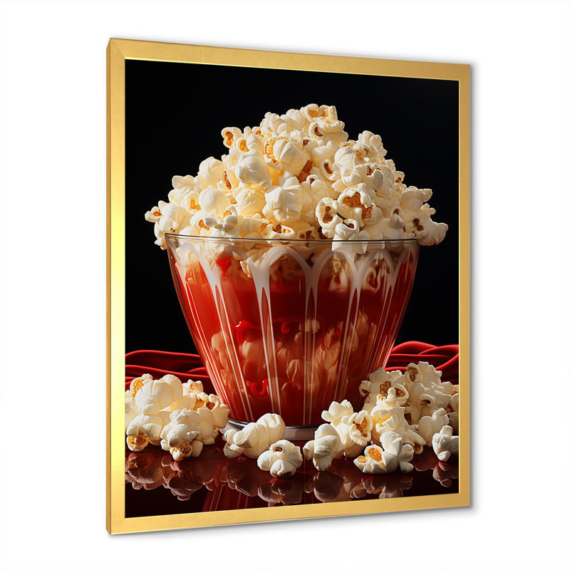 Popcorn ludique Popart - reproduction d'art sur toile_105823, H 44 po x l 34 po x P 1,5 po, Encadrement doré