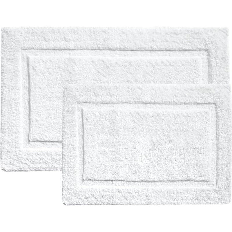 Set of 2 Solid White Bath Mats, 20*32 & 17x24, White