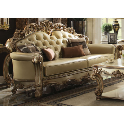 Fonzo 96.4" Faux Leather Flared Arm Sofa