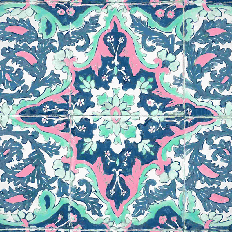 Reproduction sur toile tendue, ornement méditerranéen, H 20 po x l 20 po