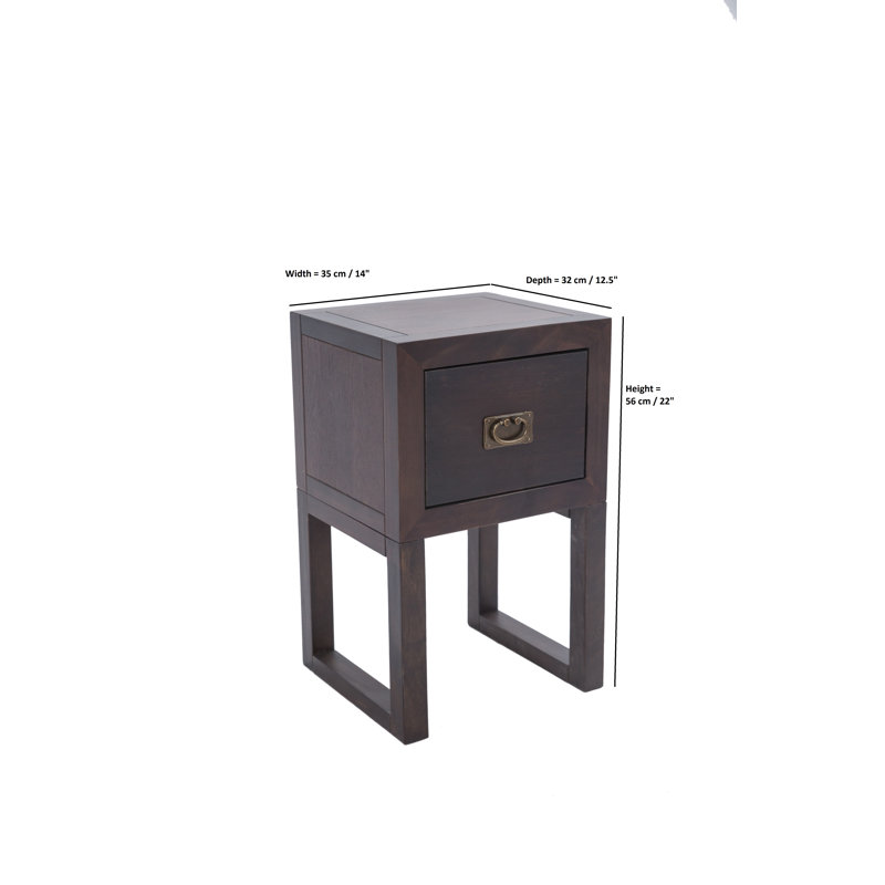 Table de bout en bois massif, Marron foncé