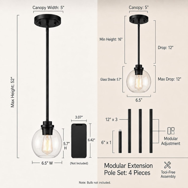 Suspension globe noir