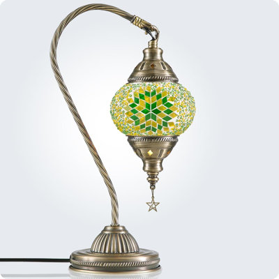 Turkish Moroccan Lamp With Base 3 Color Options Handmade Swan Neck Tiffany Mosaic Glass Bedside Lamps For Bedroom LED Bulb Included 6