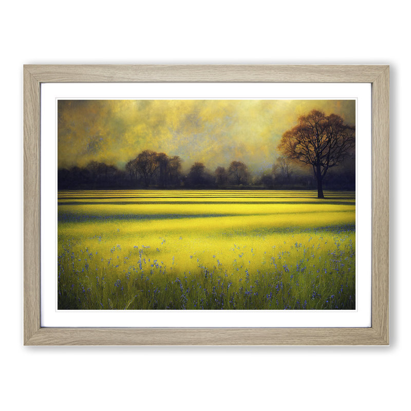 Luscious Bluebell Field 1 Piece Single Picture Frame Wall Art, 46cm H x 64cm W, Grey