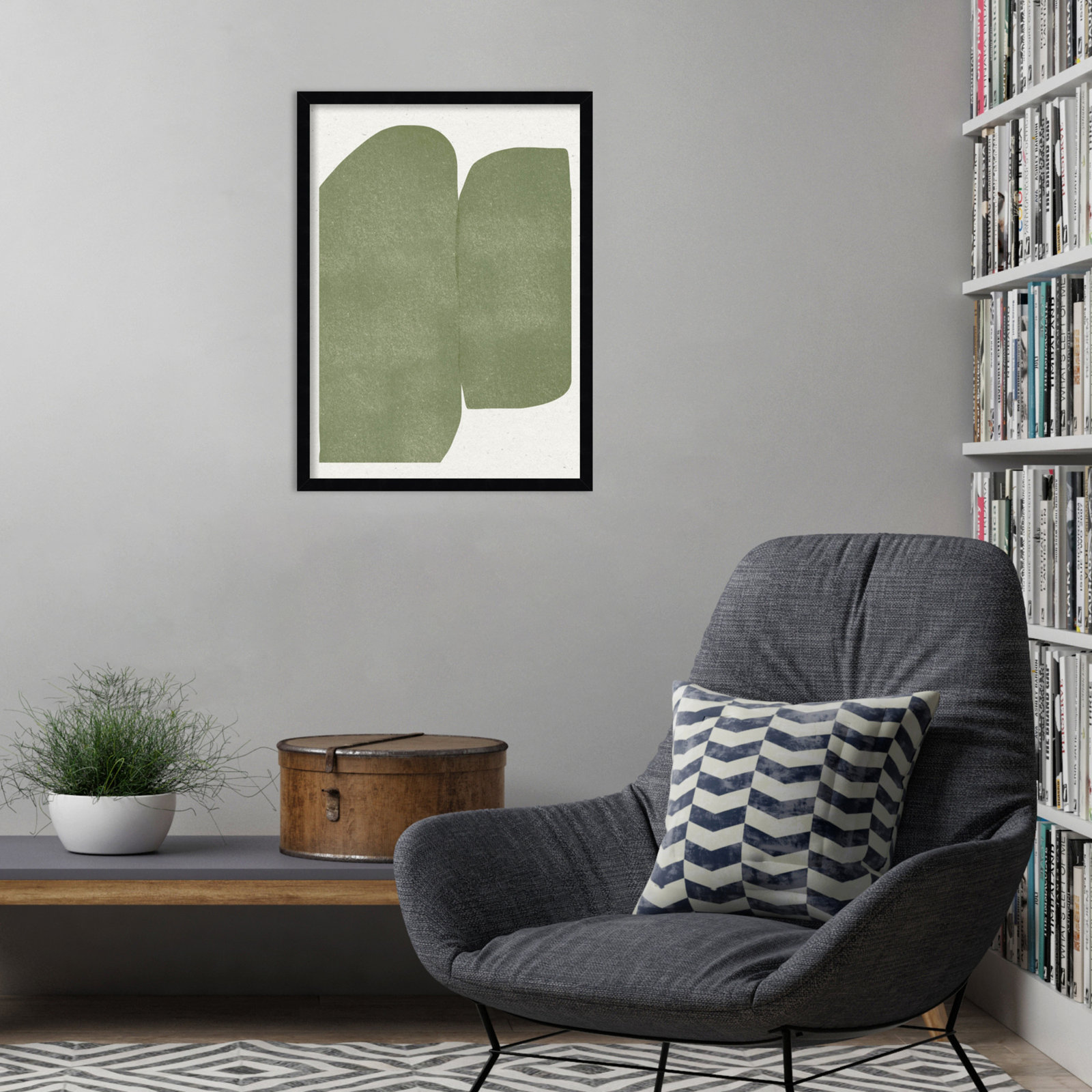 Rooney "Green Paper Cut Modern" Print, 25" H x 19" W, Black