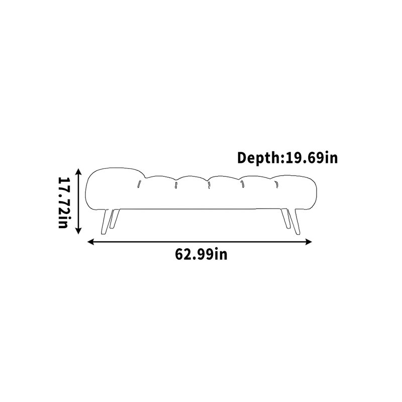 Banc en bois simple pour les sièges, H 17,72 po x l 62,99 po x P 19,69 po