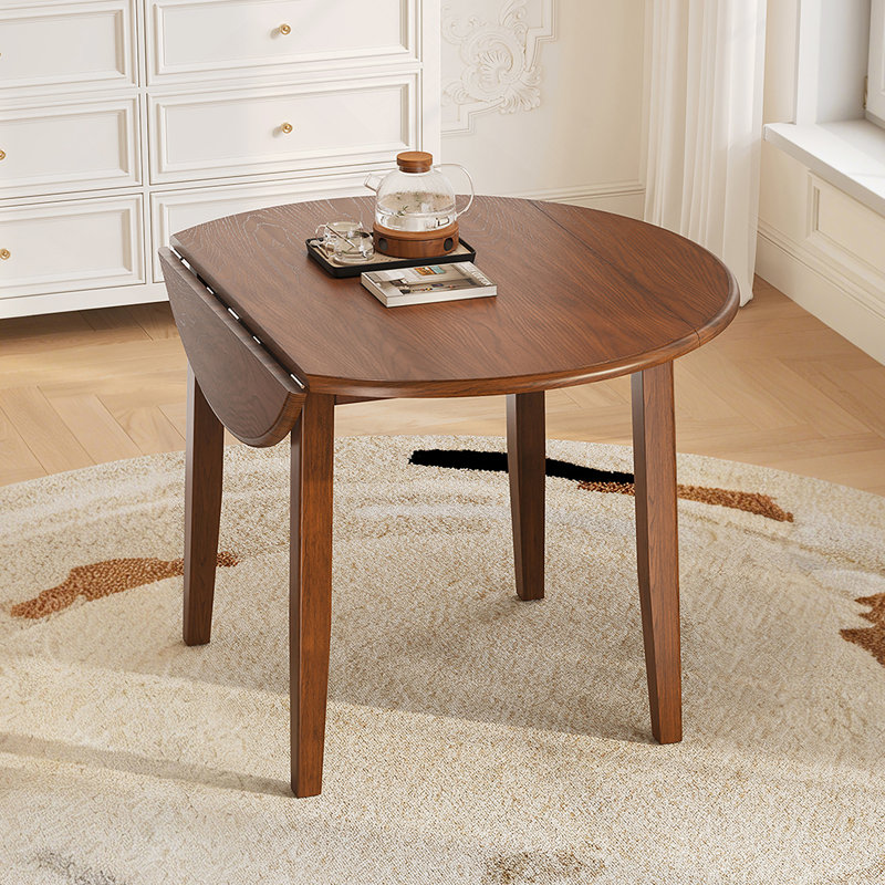Table de salle à manger extensible ronde pour 2 à 4 personnes, table de salle à manger pliante en bois avec taille réglable, conception peu encombrante pour les petits appartements et les salles à manger - Brun