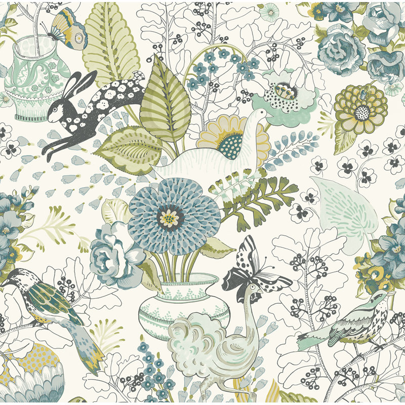 Rouleau de papier peint lisse l 20,5 po x L 33 pi Fauna Ackerman, Vert