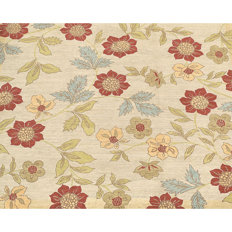 Chelsea Wool Floral Area Rug in Beige/Green, Rectangle 12' x 16'