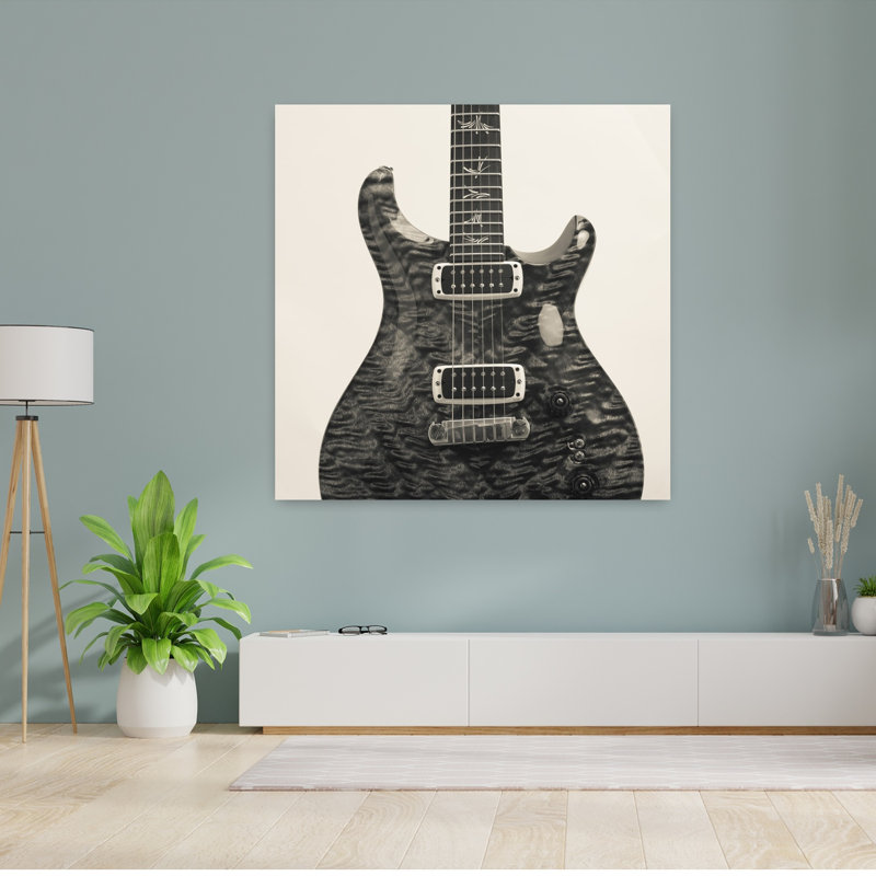 Guitare I, art contemporain abstrait, H 48 po x l 48 po