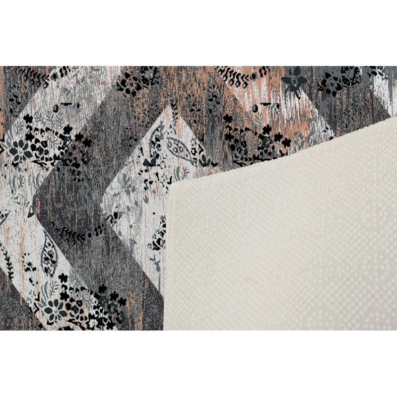 Tapis luxueux, 2,6 x 4,0 pi | 100% polyester, hauteur des poils de 0,4 po | Pois antibactérien et antidérapant en PVC | Lavable à la machine, impression numérique 3D | Parfait pour le salon et la chambre à coucher