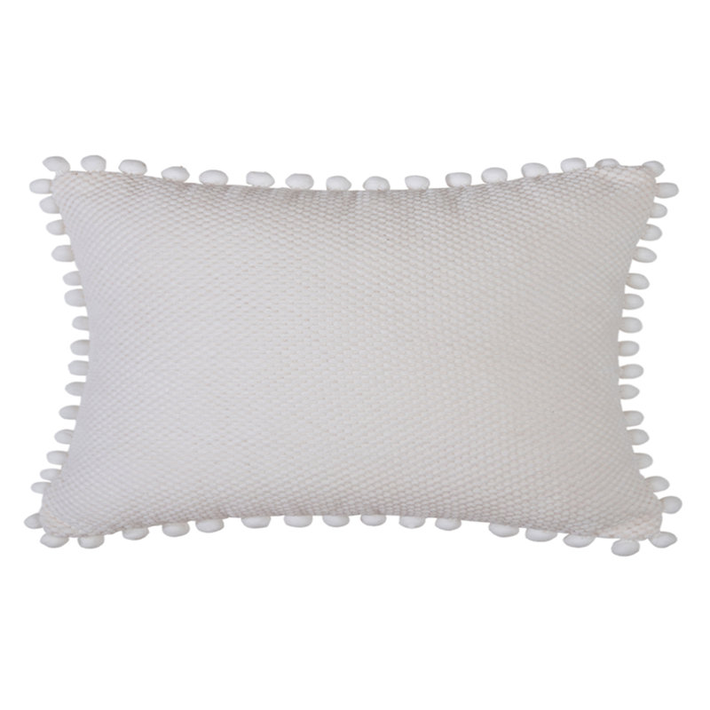  Coussin Pom-Poms, Housse de coussin seulement - sans coussin, Blanc