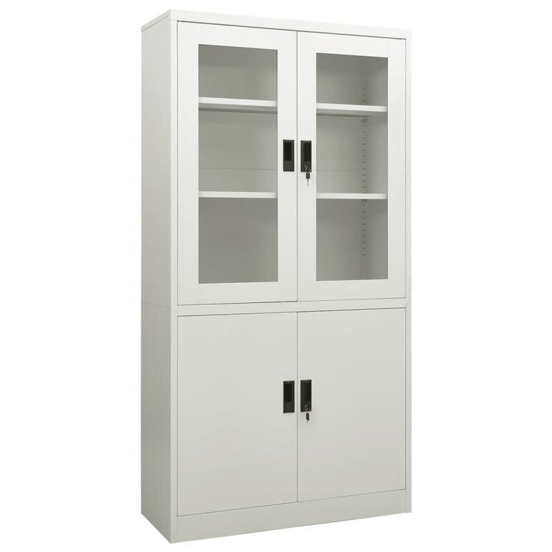 Armoire de classement avec rangement et portes en acier, Gris clair