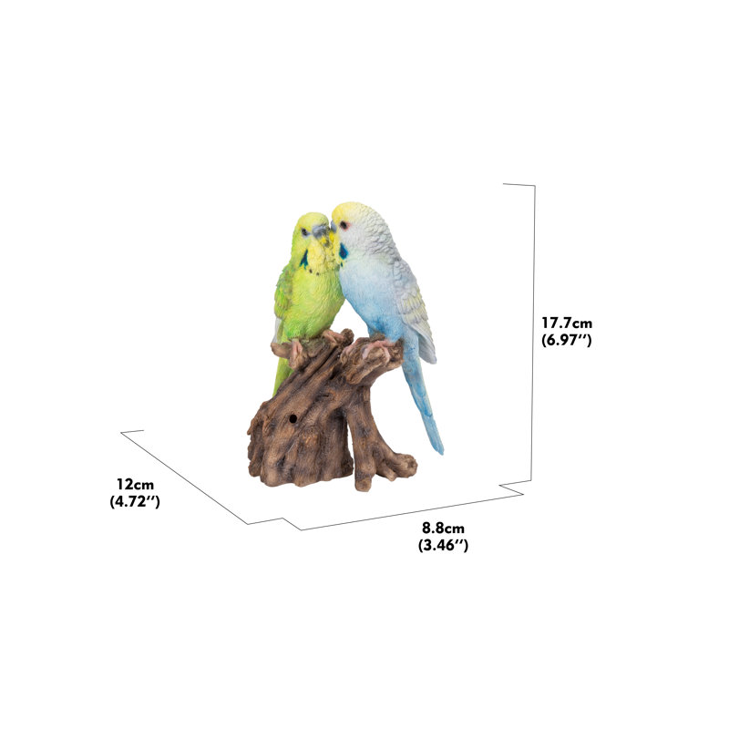 Motion Activated Singing Budgerigar Couple on Stump