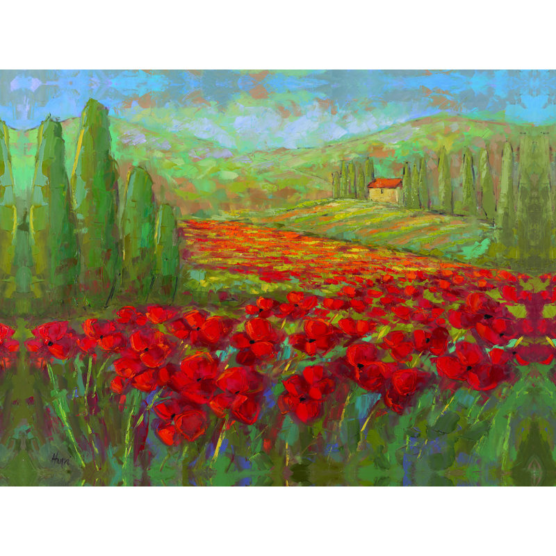 Champ de fleurs - reproduction sur toile tendue, H 36 po x l 48 po