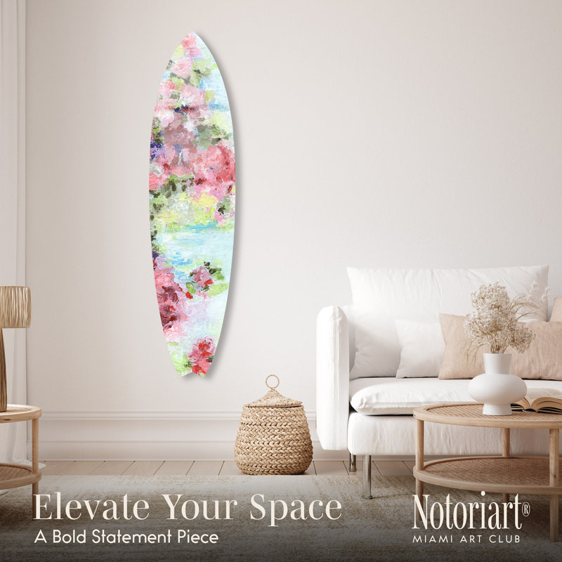 "Floral Abstract II", planche de surf, art mural côtier par Notoriart