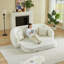 Canapé inclinable convertible incurvé de 87 po, canapé-lit 2 en 1 pliable avec base escamotable, siège profond et deux coussins, revêtement en chenille, aucun assemblage requis-327299290