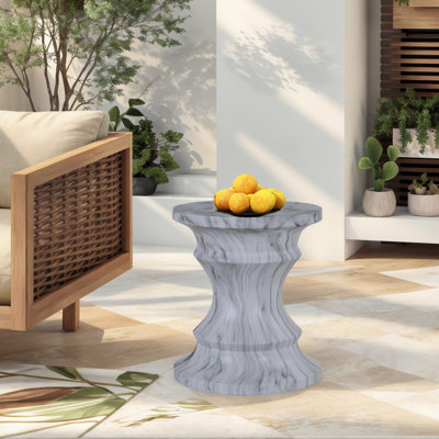 Cement Outdoor Faux Terrazzo End Tables