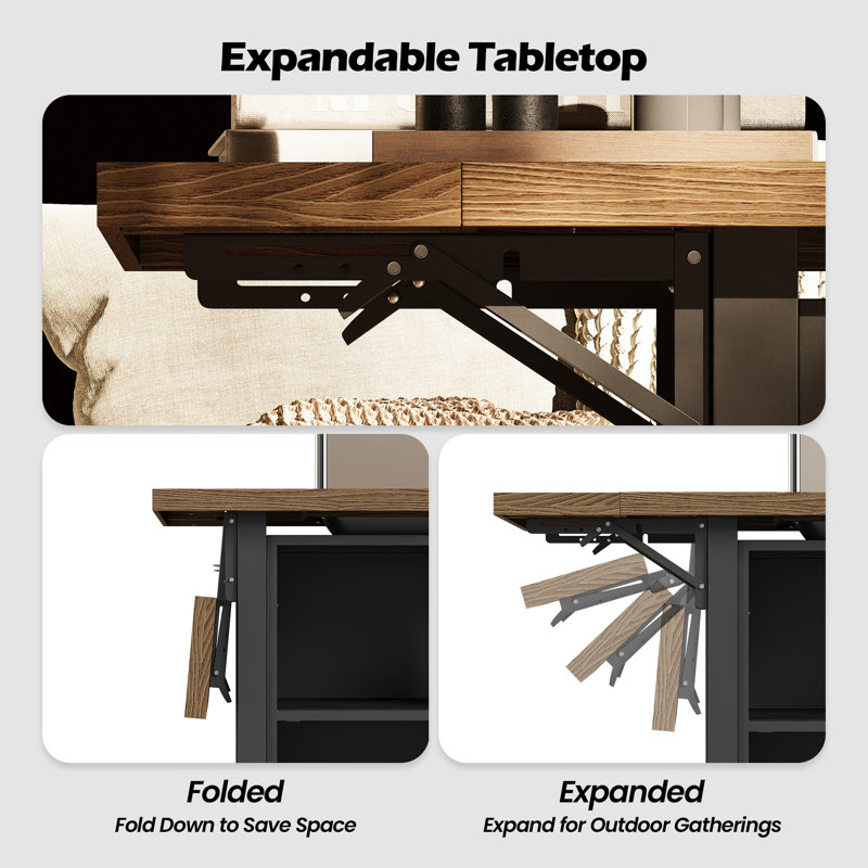 Table de foyer extensible 55 po 50 000 BTU 55 po avec couvercle et certification CSA, Black
