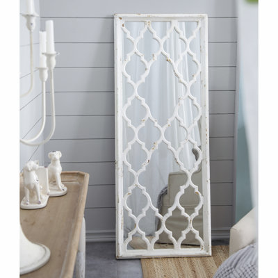 Miroir de plancher blanc vieilli