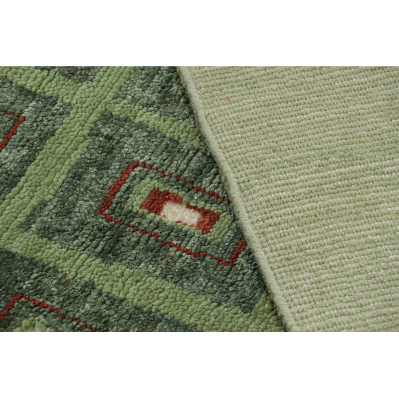 Art Deco Handmade Kilim Wool Geometric Area Rug, Rectangle 6' x 9'